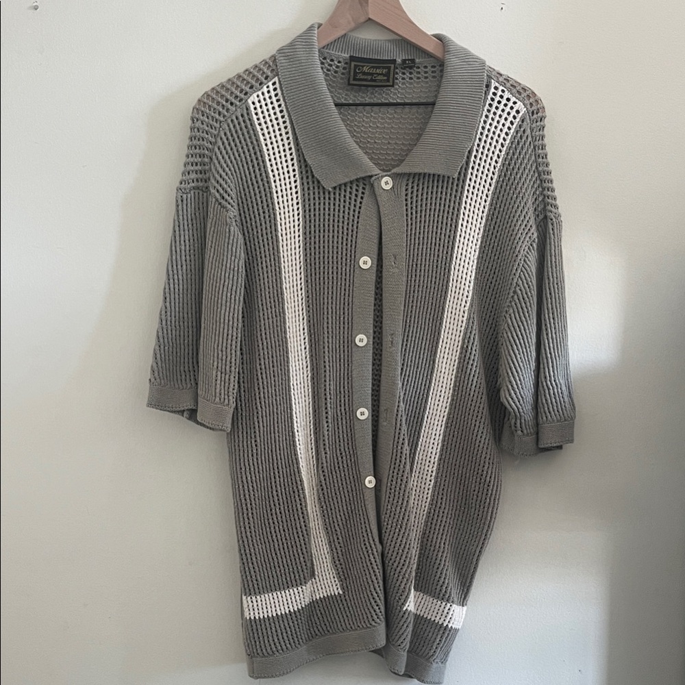 Washed green and white Button Down Casual Shirt